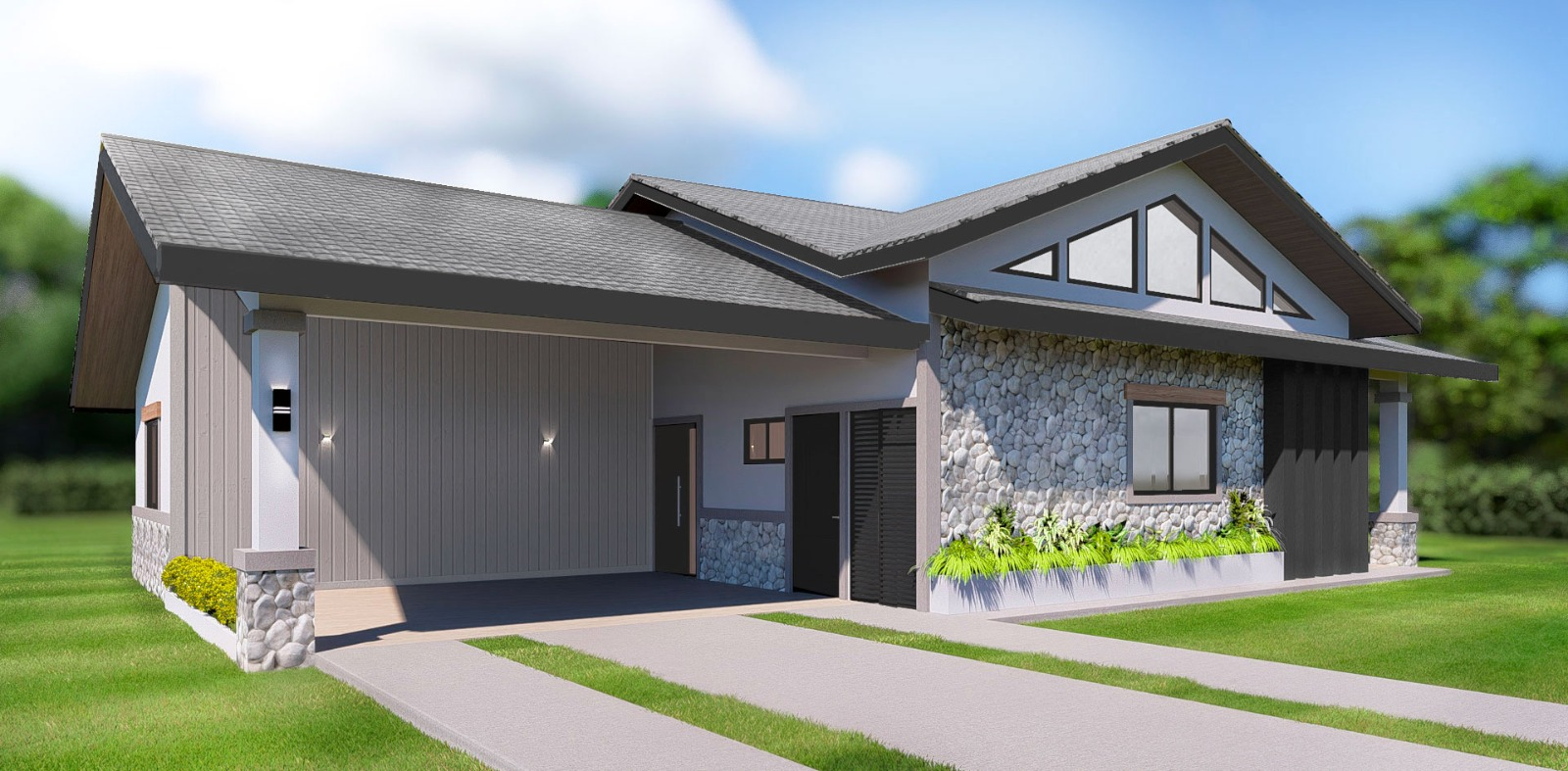 Exterior rendering of a new home for sale at Valle Boquete Canyon in Boquete Panama